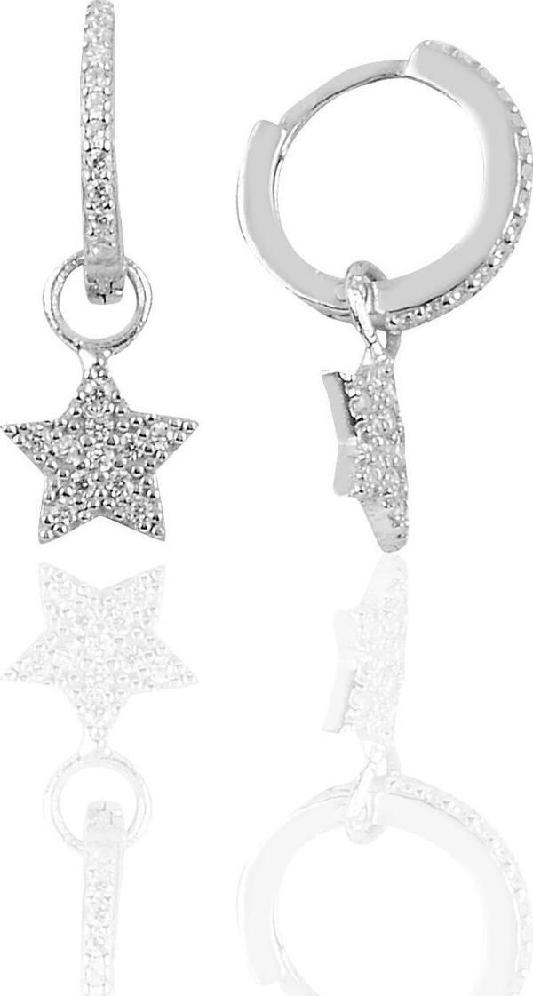 Gümüş yıldız modeli taşlı halka küpe  - Image 1