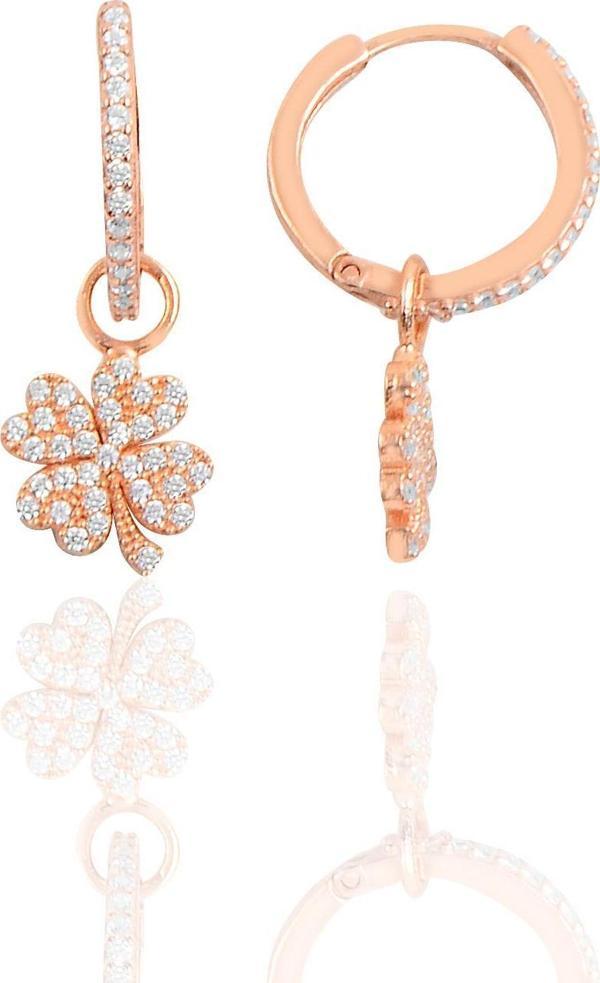 Gümüş yonca halka küpe  - Image 1