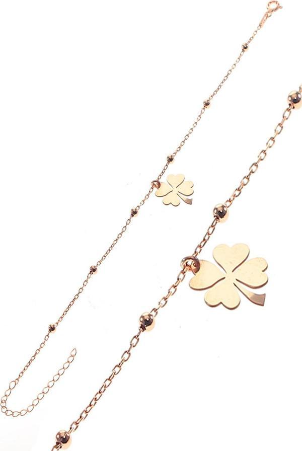 Gümüş yonca ve toplu zincir bileklik  - Image 1