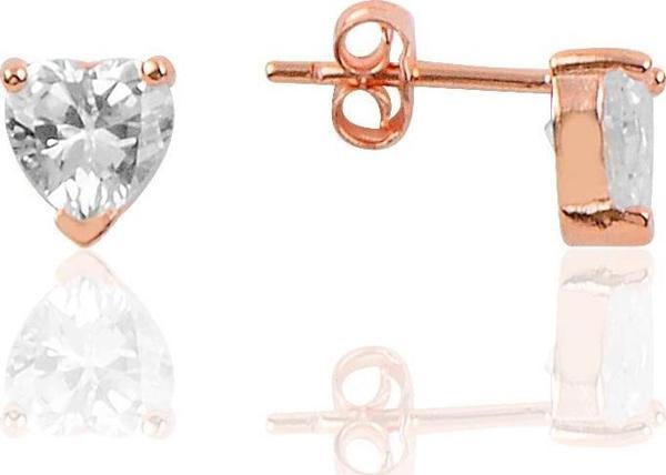 Gümüş Zirkon taşlı  kalp modeli küpe  - Image 1