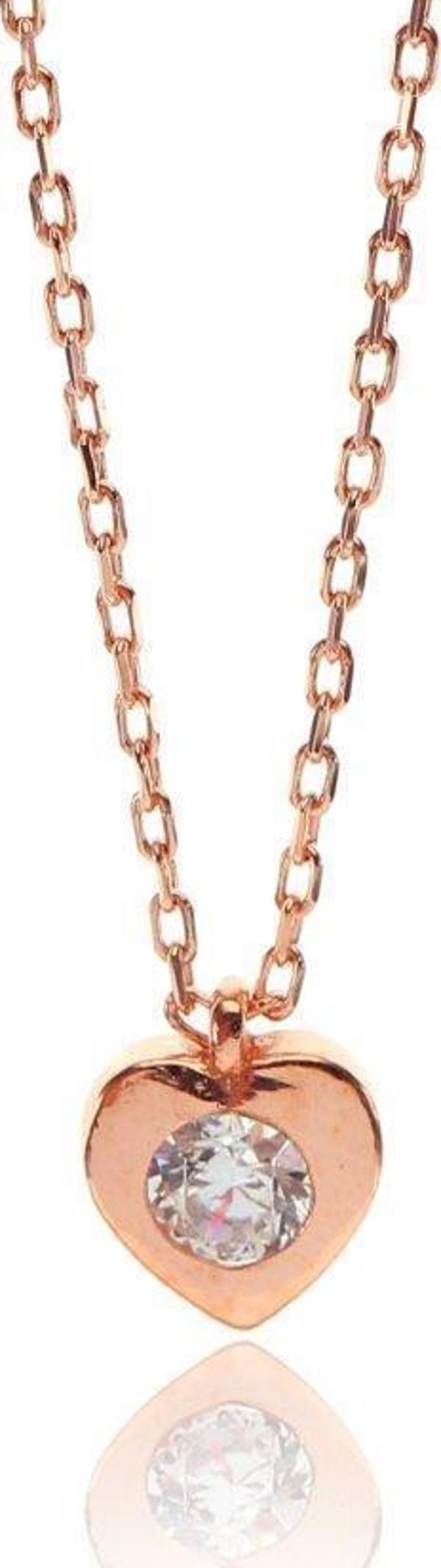 Mini pırlanta modeli kalp kolye  - Image 1