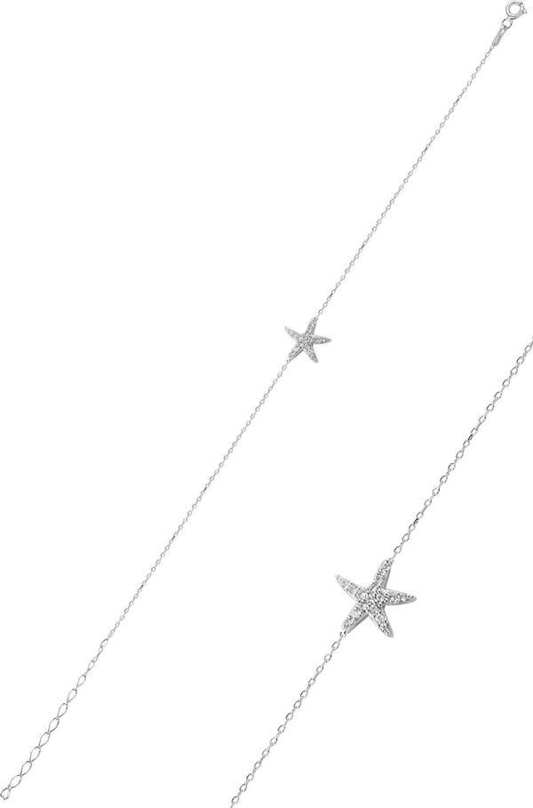 Gümüş zirkon taşlı deniz yıldızı modeli bileklik SGTL10094RODAJ  - Image 1