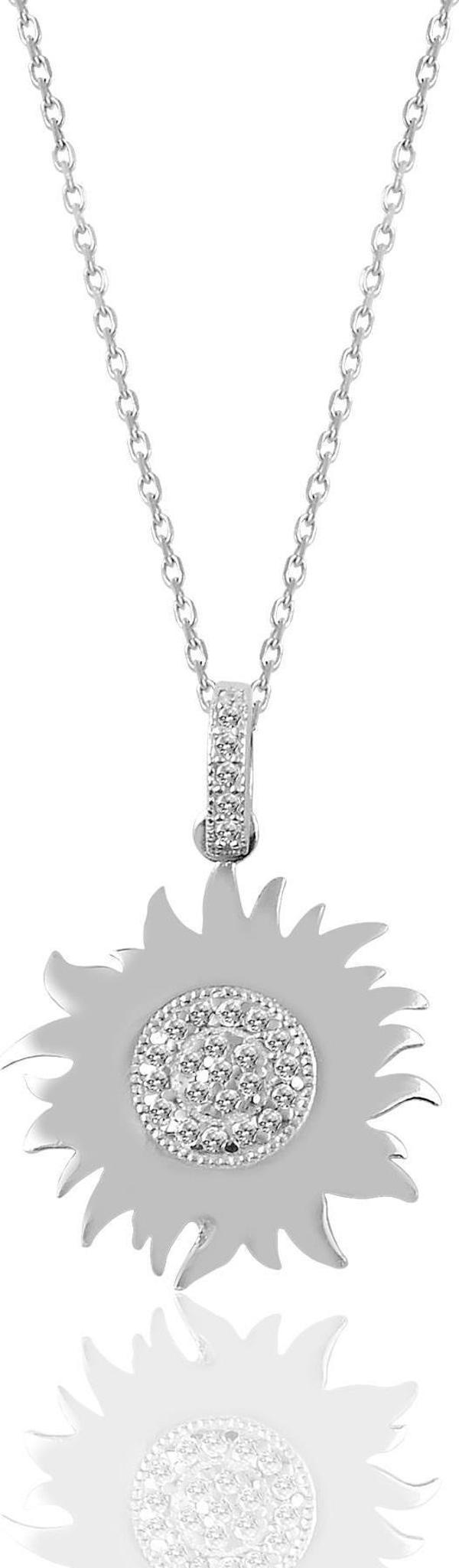 Gümüş zirkon taşlı güneş kolye  - Image 1