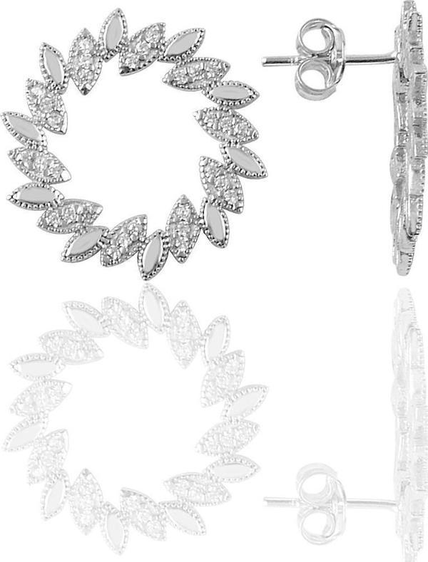 Gümüş zirkon taşlı güneş modeli küpe  - Image 1