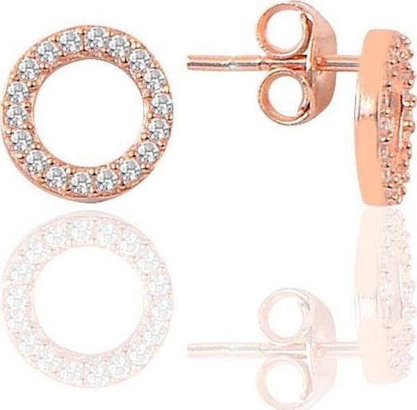 Gümüş zirkon taşlı halka modeli küpe  - Image 1