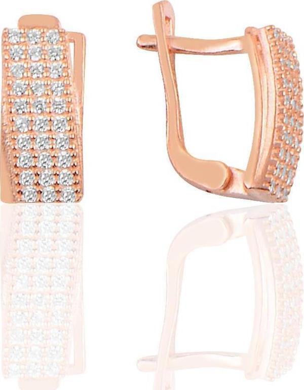 Gümüş zirkon taşlı j modeli küpe SGTL10065ROSE  - Image 1