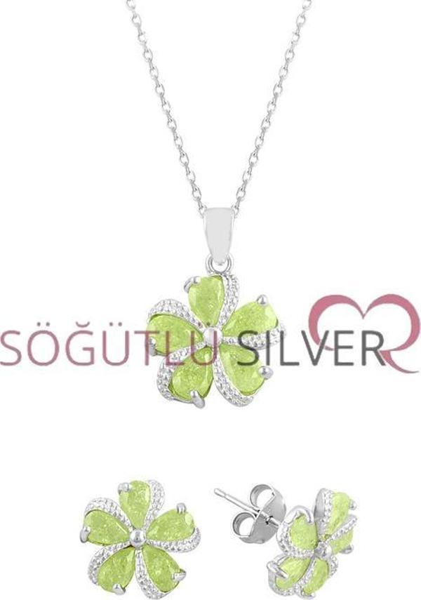 Kristalize taşlı çiçekli ikili set  - Image 1