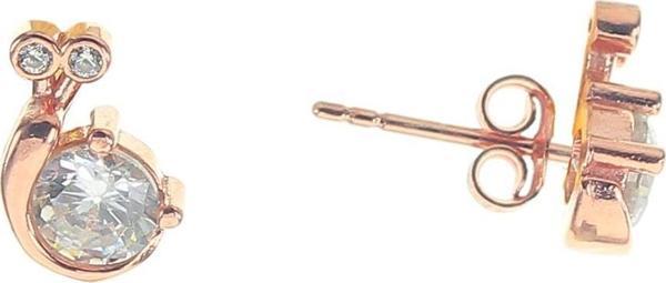 Gümüş zirkon taşlı minik salyangoz küpe  - Image 1