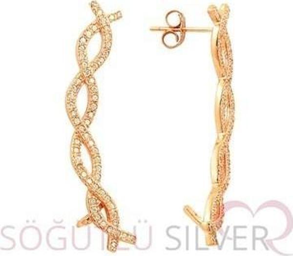 Rose zirkon taşlı kıkırdak küpe  - Image 1