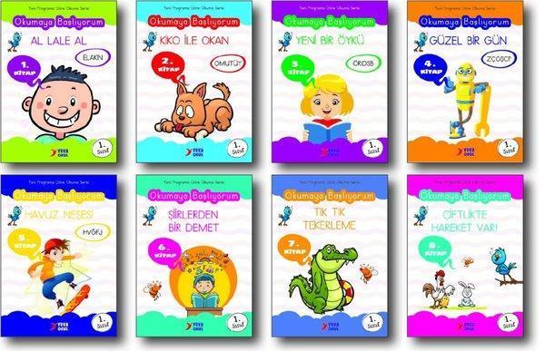 Okumaya Başlıyorum Serisi Elakin Seti-  Dik Temel Harflerle - 8 Kitap Takım - Yuva - Image 1
