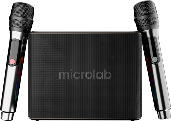 Microlab M60 Vega 15000mAh Batarya 10W*2 + 40W*2 100W 2 Wireless Mikrofonlu Siyah Gri Usb + Tf Kart - Image 1