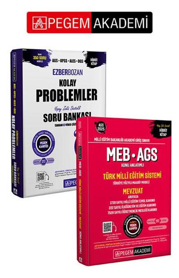 PEGEM AKADEMİ AGS-KPSS-ALES-DGS Ezberbozan Kolay Problemler Tamamı Çözümlü Soru Bankası + 2025 MEB-A - Pegem Akademi Yayıncılık - Image 1