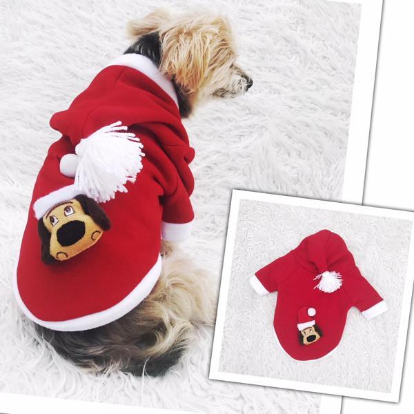DOG SANTA KAPŞONLU POLAR  NOEL by Kemique YILBAŞI Köpek Kıyafeti - Image 1
