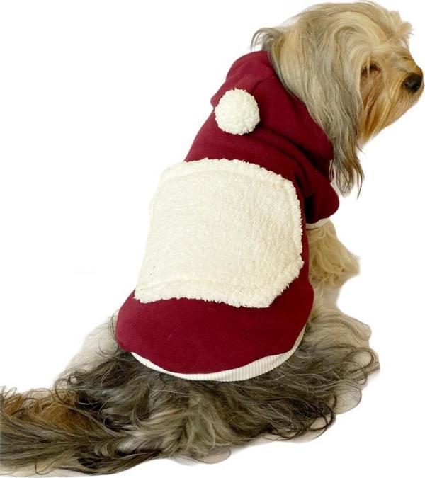 Cream Bordo Kapşonlu Sweat by Kemique Köpek Kazağı  - Image 1