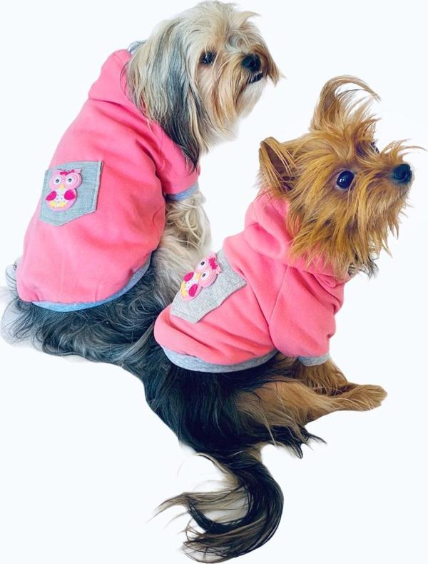 Pembe Baykuş Kapşonlu Sweat by Kemique Köpek Kazağı  - Image 1