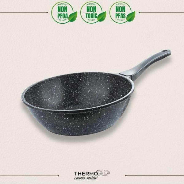 Thermoad | Wok Tava | Granit  | 28 Cm | Gri - Image 1