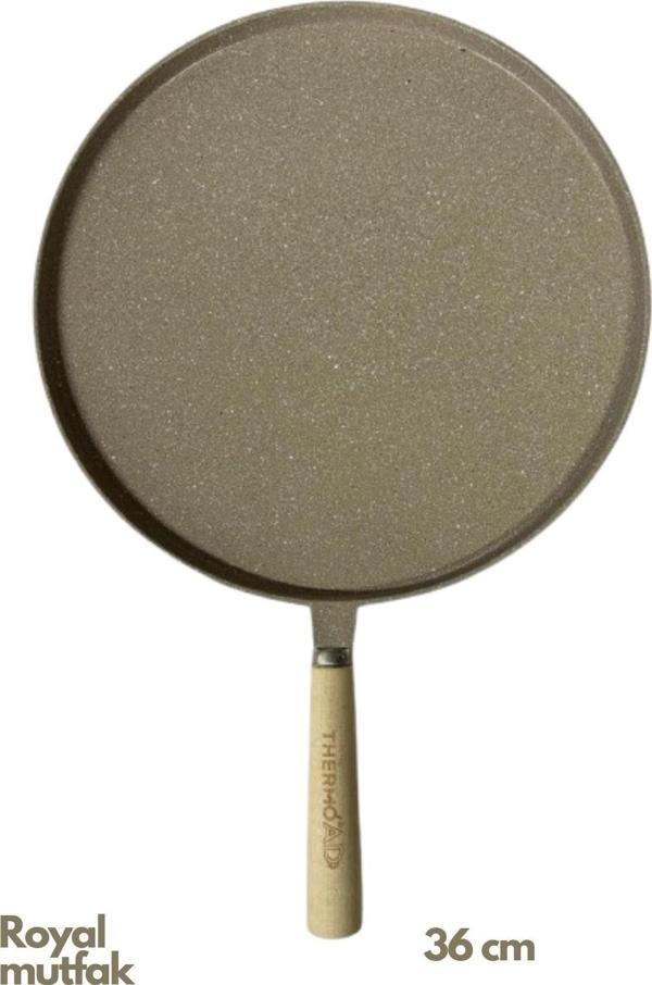Thermoad Granit Döküm Ahşap Saplı Vizon Gözleme Tavası 36 Cm - Image 1