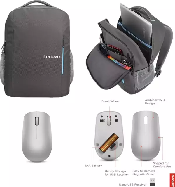 Lenovo B515 Gri Çanta + Lenovo 300 Wireless Gri Mouse Pro Set - Image 1