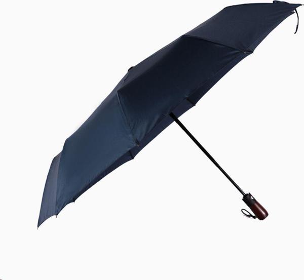 Biggdesign Moods Up Premium Ahşap Saplı Lacivert Otomatik Şemsiye, Rüzgara Dayanıklı, Hızlı Kuruyan - Image 1