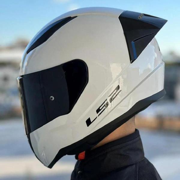 Ls2 Rapid 2 Race Full Face Motosiklet Kaskı Yarış Spoiler +  Şeffaf + Siyah Vizörlü - Image 1