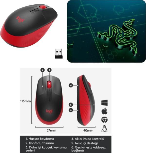 Razer Goliathus Mobile Mini Mousepad+Logitech m191 Mouse Set - Image 1