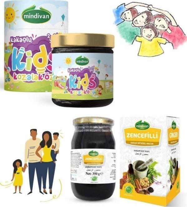 Mindivan Kids Çocuklar Için Kozalak Macunu 240 G + Büyükler Için Zencefilli Macun 420 G - Image 1