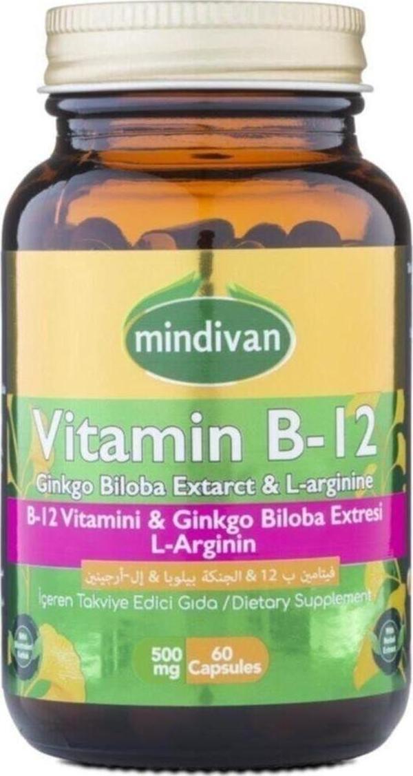 Mindivan B12 Ginkgo Biloba Extract & L-Arginine 500 Mg X 60 Kapsül - Image 1