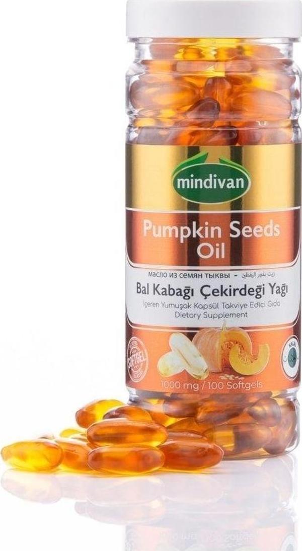 Mindivan Bal Kabağı Çekirdeği Yağı Soft Jel Kapsül 1000 Mg 100'Lü - Image 1