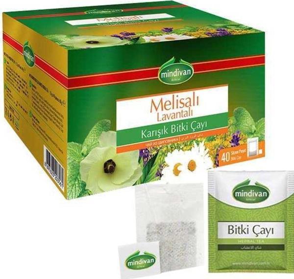 Mindivan Melisalı Lavantalı Çay 40'Lı Ipli Zarflı (Karışık Bitki Çayı) - Image 1
