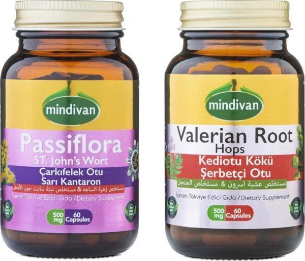 Mindivan Passiflora Çarkıfelek Otu Kapsül + Valerian Root Kediotu Kapsül, Ikili Uyku Seti - Image 1
