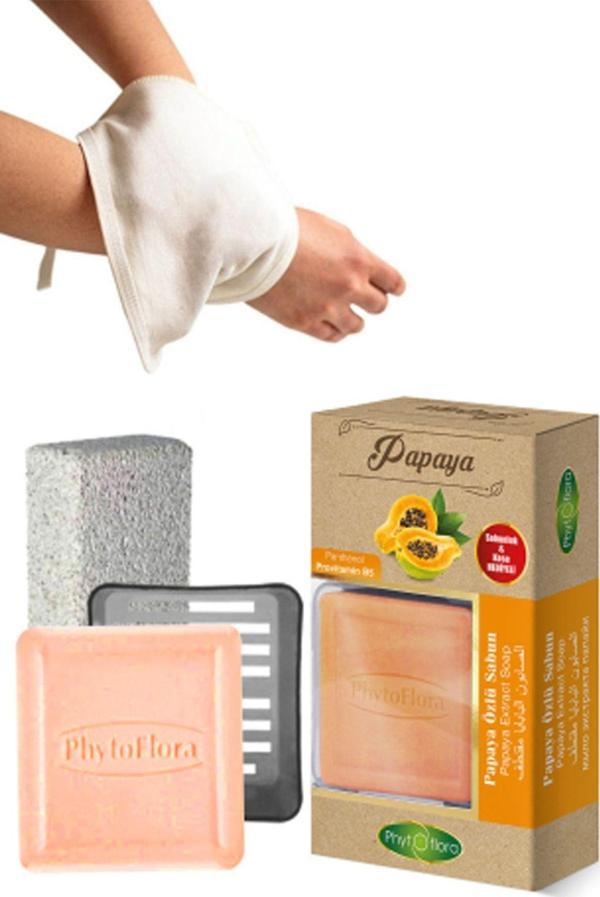 Phytoflora Papaya Sabunu Ve Banyo Kesesi, Katı Sabunluk - Image 1