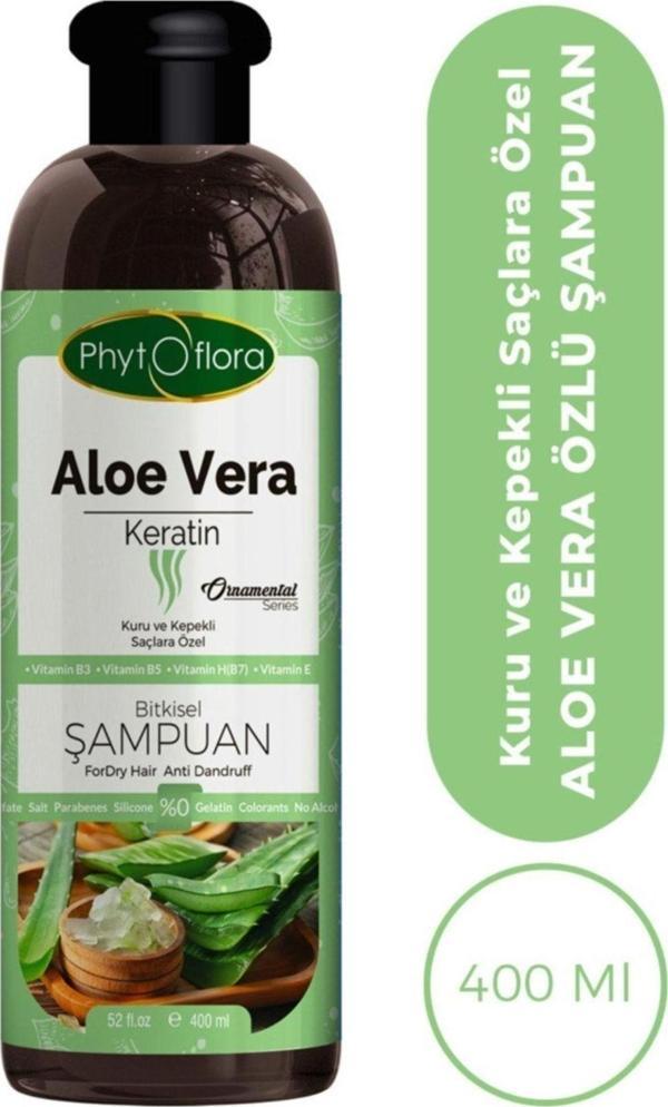 Phytoflora Tuzsuz Kuru Ve Kepekli Saçlara Özel Aloe Vera Ve Keratin Ilaveli Bitkisel Şampuan 400 Ml - Image 1