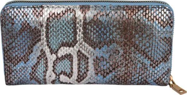Barse Collection Barsecollection Fermuarlı Yılan Desenli Bebe Mavi Kadın Cüzdan - Image 1