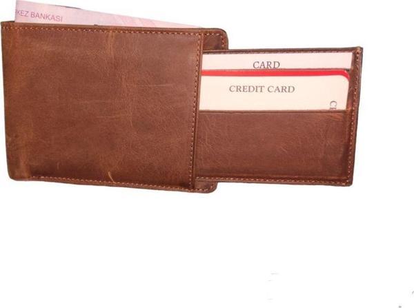 Barse Collection Erkek Hakiki Crazy Deri Yatay Kartlıklı Cüzdan - Image 1