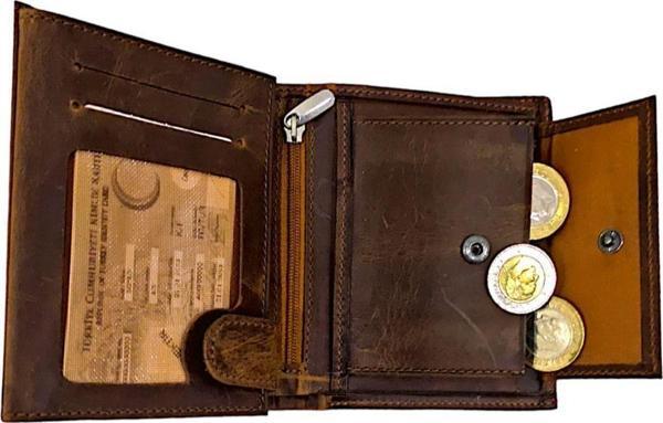 Barse Collection Erkek Hakiki Deri Model Bozuk Para Bölmeli Cüzdan Kahverengi - Image 1