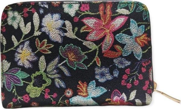 Barse Collection Kadın Siyah Çiçek Desenli Cüzdan Fermuarlı Suni Deri - Image 1