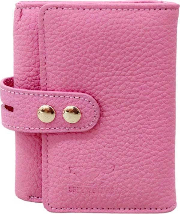 Barse Collection Pembe Hakiki Deri Kadın Kimlik Ve Bozuk Para Bölmeli Çıtçıt Ve Fermuar Kapama Cüzdan. - Image 1