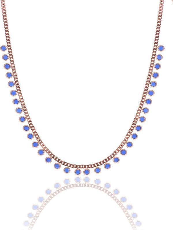 Gümüş rose turkuaz taşlı gurmet zincirli kolye  - Image 1