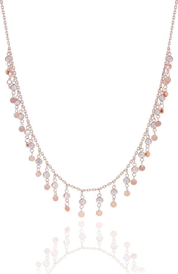 Gümüş rose zirkon taşlı pullu kolye  - Image 1