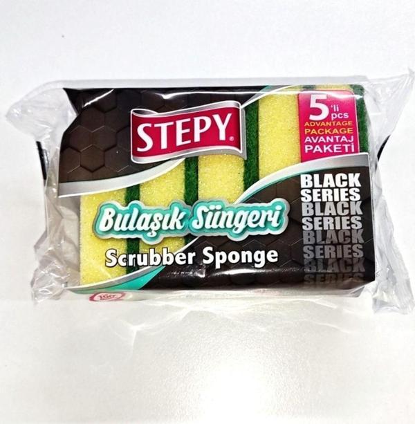 STEPY BLACK DÜZ BULAŞIK SÜNGERİ  5 Lİ - Image 1