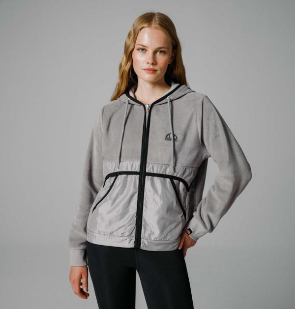 Ellesse Fermuarlı Kapüşonlu Kadın Gri Ceket EF188 - Image 1