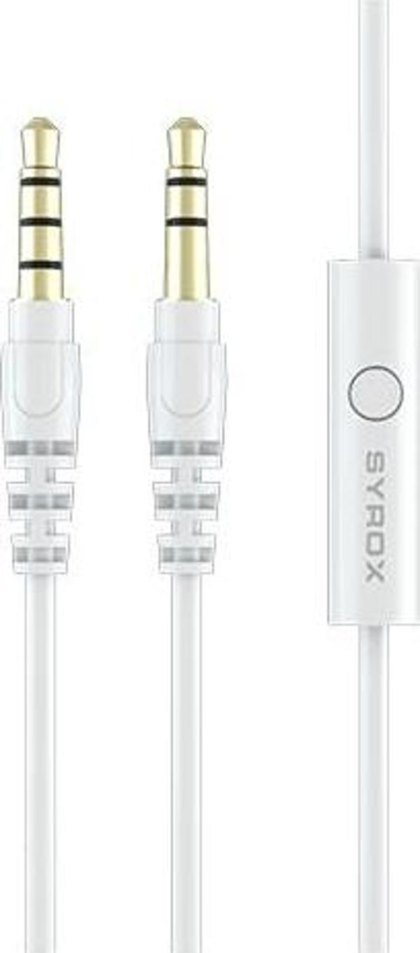 Syrox C118 1.50mt 3.5mm AUX Mikrofonlu Ses Kablosu - Beyaz - Image 1