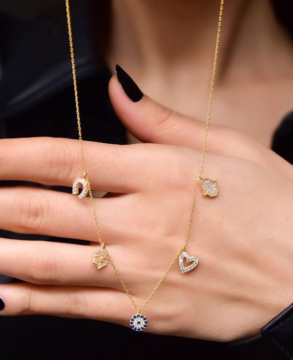 925 Ayar Gold Kaplama Şans Kolye - Image 1