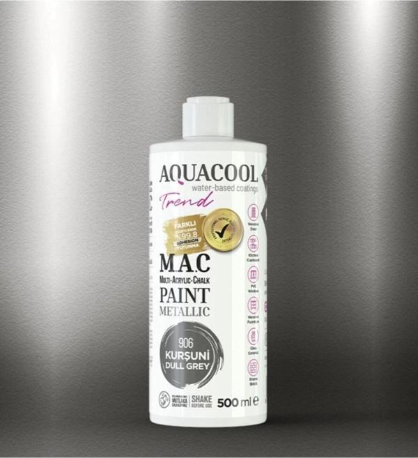 Aquacool Trend Su Bazlı Akrilik Dönüşüm Boyası Metalik Renk 906 Kurşuni 500ml - Image 1