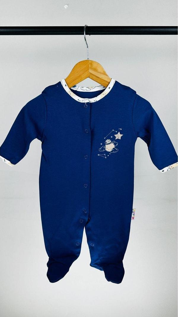 Mıdırık Aydedeli Çıtçıtlı Pamulu Bebek Tulum Lacivert 9 Ay - Image 1