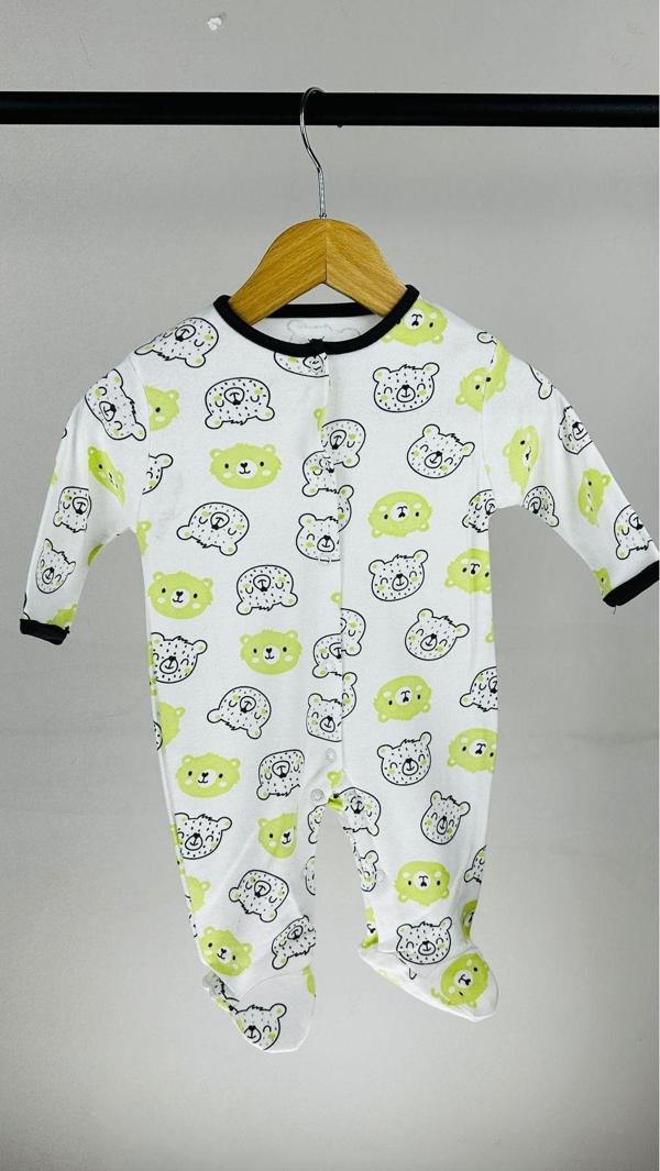 Mıdırık Ayıcıklı Pamuklu Çıtçıtlı Bebek Tulum Yeşil 3 Ay - Image 1