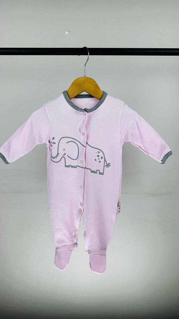 Mıdırık Sevımli Filli Çıtçıtlı Pamuklu Bebek Tulum Pembe 3 Ay - Image 1