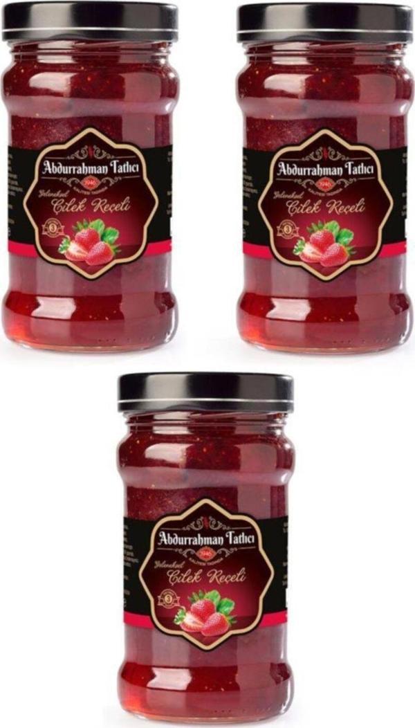 Abdurrahman Tatlıcı Çilek Reçeli Cam Kavanoz 3 Adet X 380 gr - Image 1
