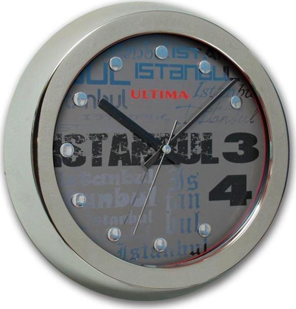 0081 Sb34 Metal Kromaj Kasa Pasolu İstanbul Kadran 30 Cm. Duvar Saati - Image 1