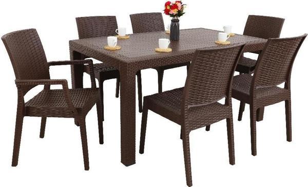 Mandella Elit 90x150 Rattan 2 Elit Koltuk 4 Elit Sandalye Masa Takımı Kahverengi - Image 1